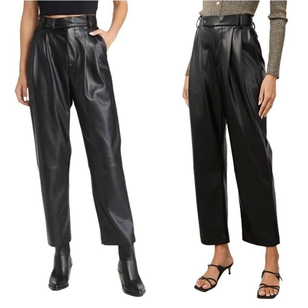 New Rails Jo Pant Vegan Faux Leather Pleat Front Trouser Black Sz 6